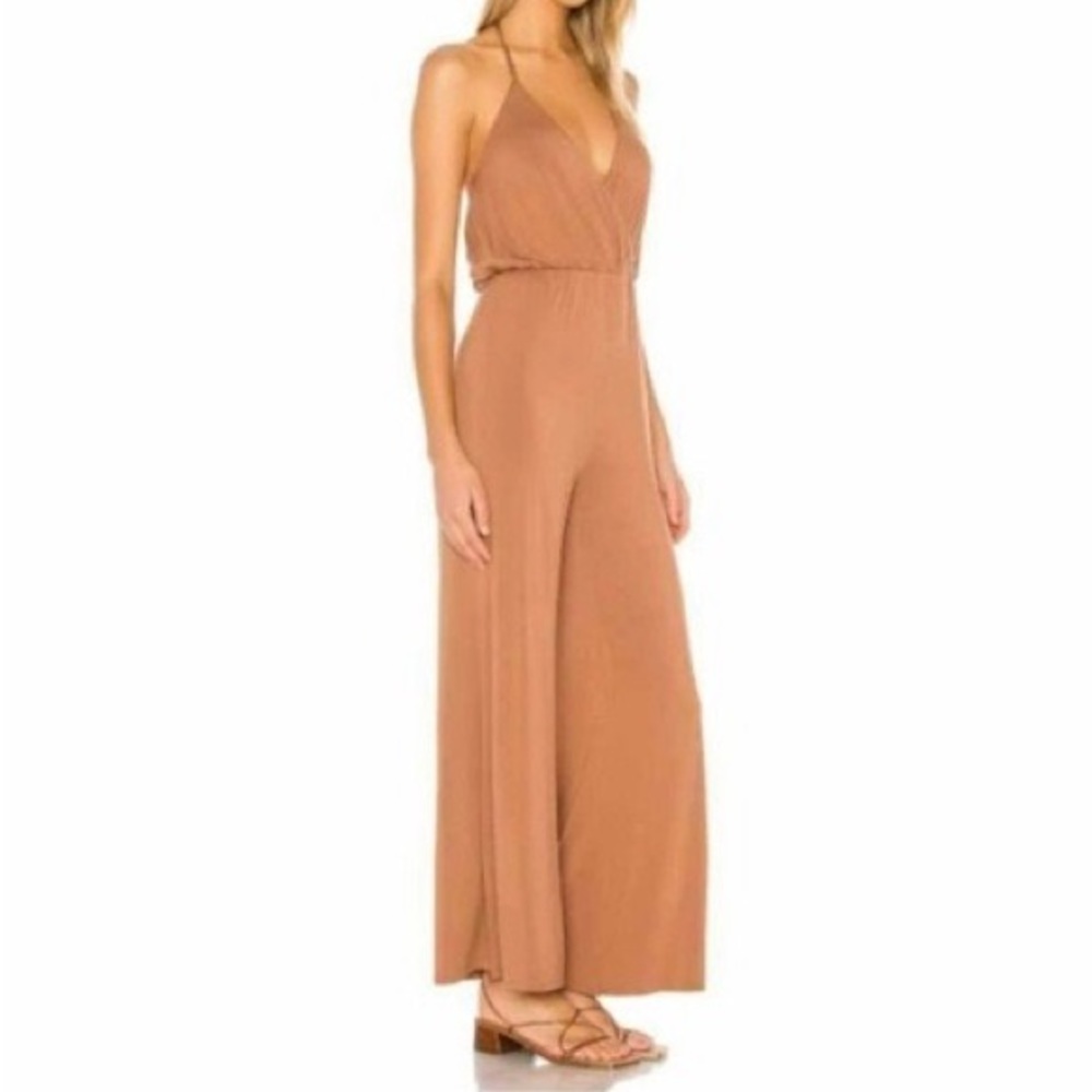NWT MAJORELLE Farren Jumpsuit Halterneck Stretch Jumpsuit Size XS in Brown Spice